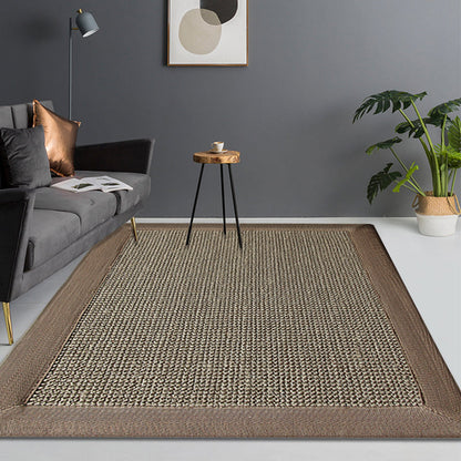 Skorter | Country Plain Carpet Brown Jute Carpet Non-slip Pet Friendly Washable Carpet for Study