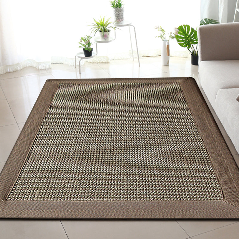 Skorter | Country Plain Carpet Brown Jute Carpet Non-slip Pet Friendly Washable Carpet for Study