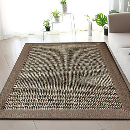Skorter | Country Plain Carpet Brown Jute Carpet Non-slip Pet Friendly Washable Carpet for Study