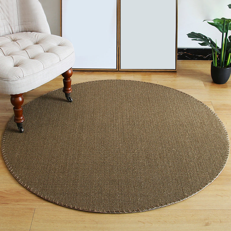 Skorter | Brown Living Room Rug Rustic Solid Color Rug Sisal Washable Non-Slip Back Pet-Friendly Rug
