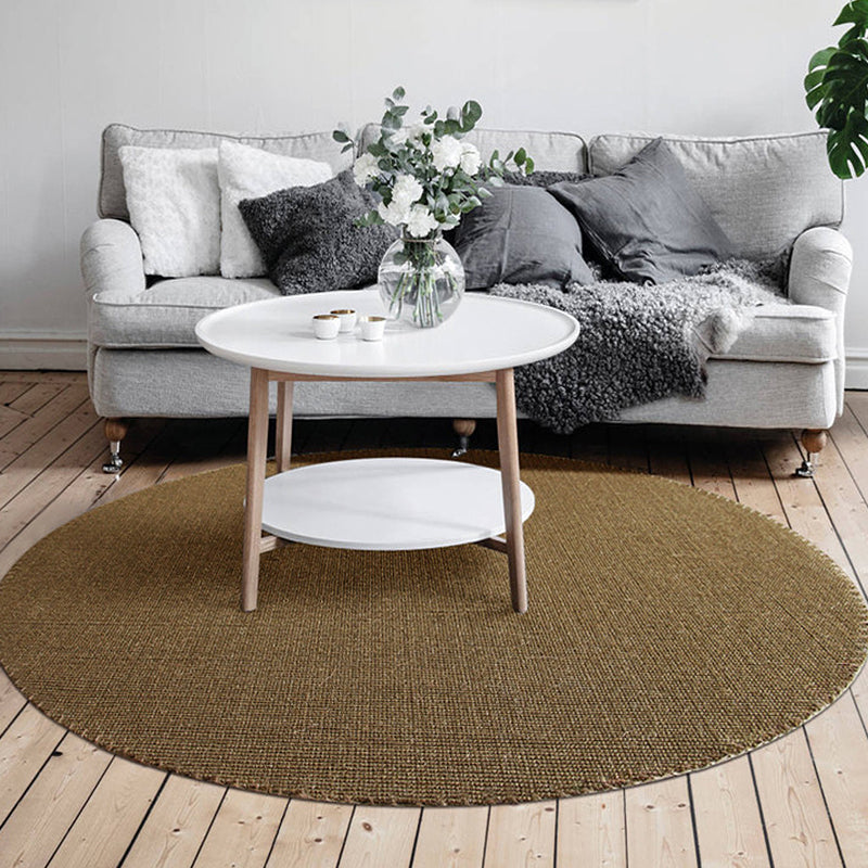 Skorter | Brown Living Room Rug Rustic Solid Color Rug Sisal Washable Non-Slip Back Pet-Friendly Rug