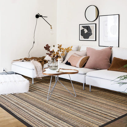 Skorter | Brown Striped Pattern Rug Sisal Rustic Rug Pet Friendly Washable Non-Slip Rug for the Bedroom