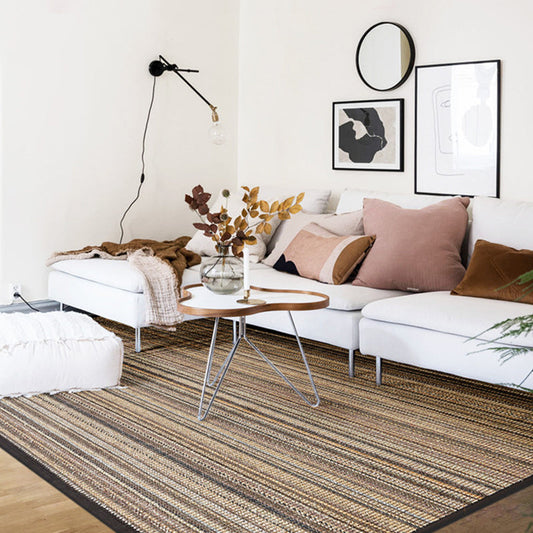 Skorter | Brown Striped Pattern Rug Sisal Rustic Rug Pet Friendly Washable Non-Slip Rug for the Bedroom