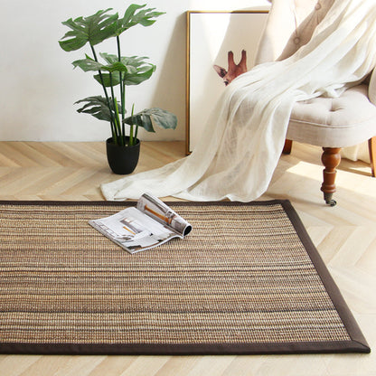 Skorter | Brown Striped Pattern Rug Sisal Rustic Rug Pet Friendly Washable Non-Slip Rug for the Bedroom