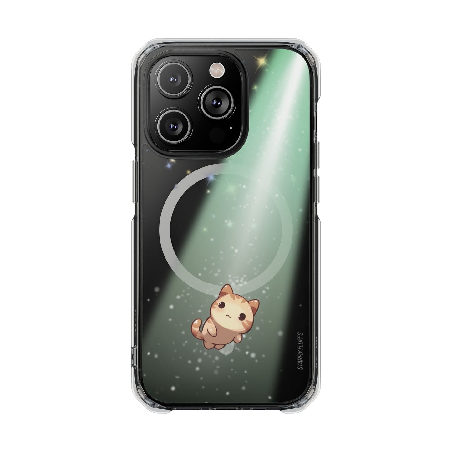 Skorter | Fluff's - Cosmo the Cat Beaming in Space Magnetic Clear Case for iPhone Series