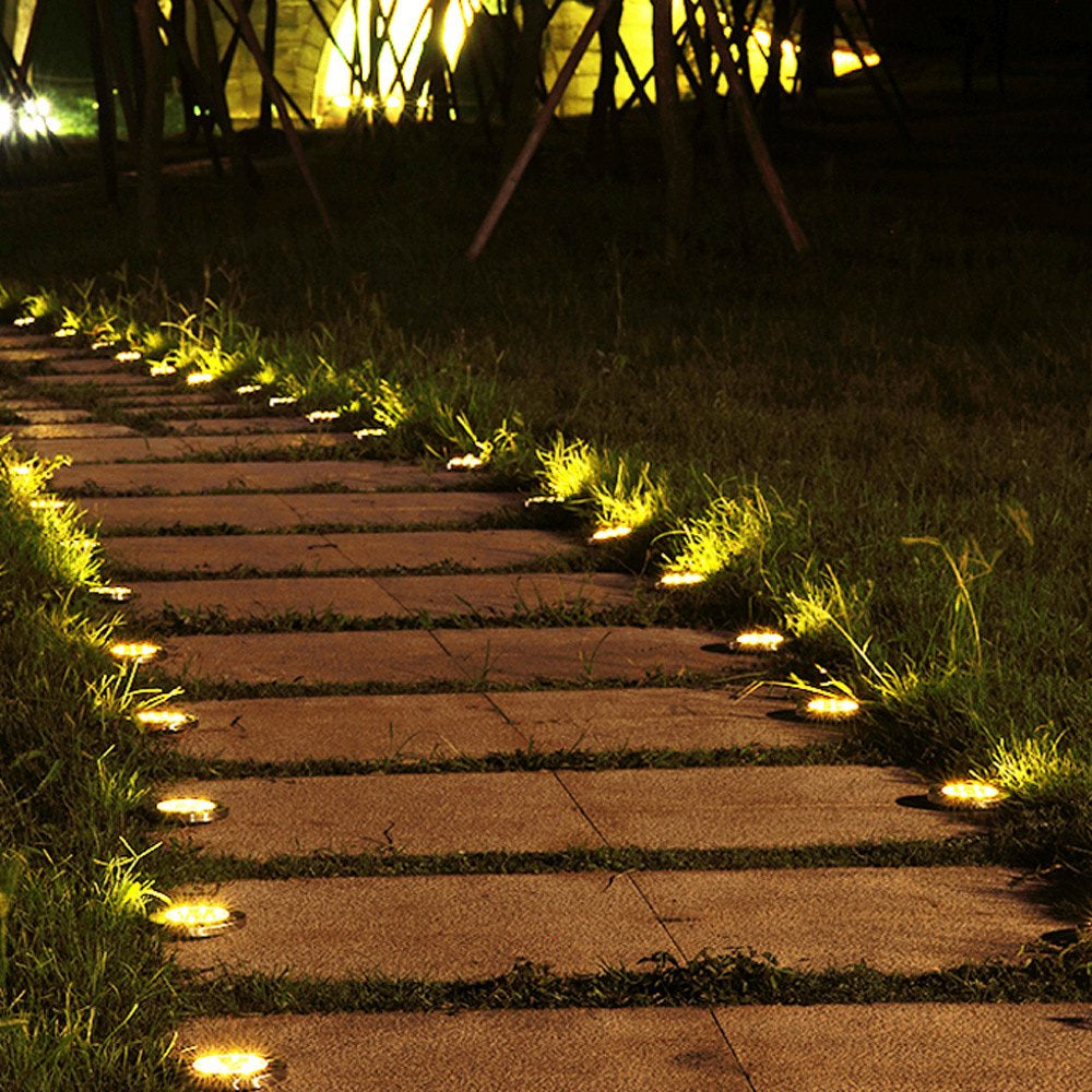 Skørter | 4 Pack Solar Lights 8 LED Solar Lights Outdoor Solar-Powered Garden Lights Waterproof Recessed Lights for Patio Path Garden Lawn Courtyard Driveway Patio Walkway