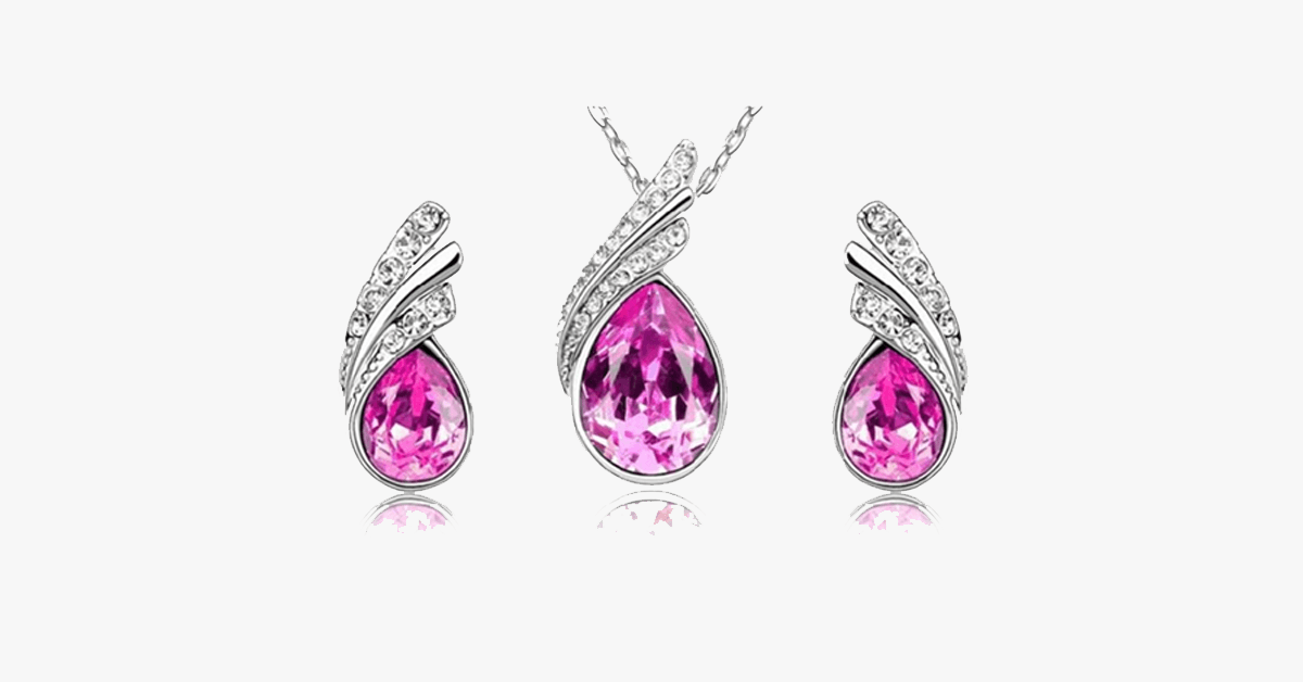 Skorter | Angle Tear Drop Austrian Crystal Pendant & Earring Set – A Unique and Stylish Addition to Your Collection