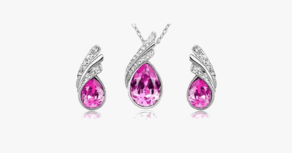 Skorter | Angle Tear Drop Austrian Crystal Pendant & Earring Set – A Unique and Stylish Addition to Your Collection
