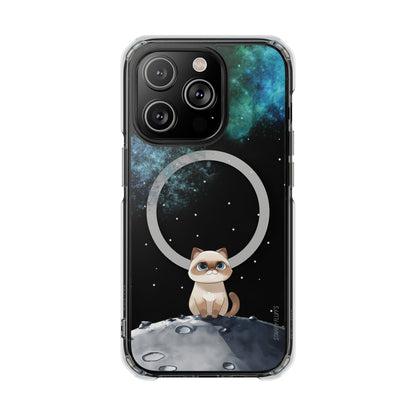 Skorter | Fluff's - Nebula the Siamese in Space Magnetic Clear Case for iPhone Series
