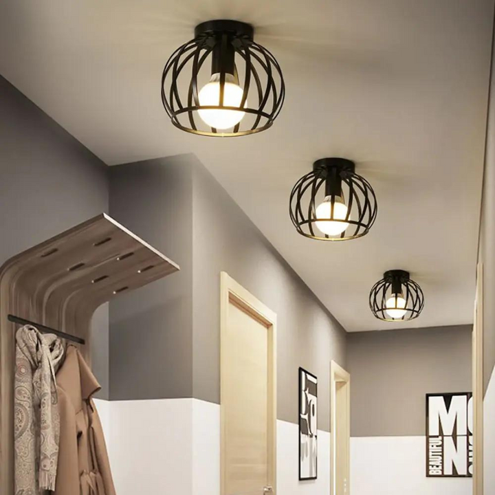 Skorter | Modern Loft-style Ceiling Lamp with Open Cage Design
