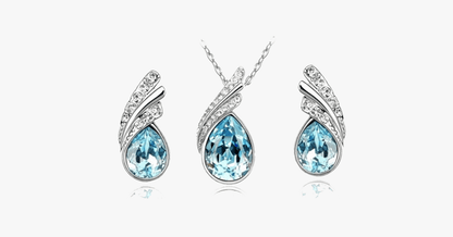Skorter | Angle Tear Drop Austrian Crystal Pendant & Earring Set – A Unique and Stylish Addition to Your Collection