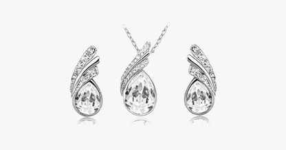 Skorter | Angle Tear Drop Austrian Crystal Pendant & Earring Set – A Unique and Stylish Addition to Your Collection
