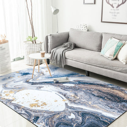 Skorter | Blue Novelty Carpet Polyester Abstract Carpet Pet Friendly Washable Non-Slip Carpet for the Living Room