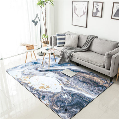 Skorter | Blue Novelty Carpet Polyester Abstract Carpet Pet Friendly Washable Non-Slip Carpet for the Living Room