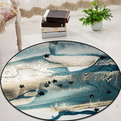 Skorter | Blue industrial carpet polyester abstract star pattern carpet pet-friendly washable non-slip carpet for the bedroom