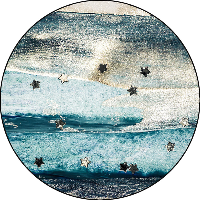 Skorter | Blue industrial carpet polyester abstract star pattern carpet pet-friendly washable non-slip carpet for the bedroom