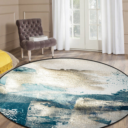 Skorter | Blue industrial carpet polyester abstract star pattern carpet pet-friendly washable non-slip carpet for the bedroom