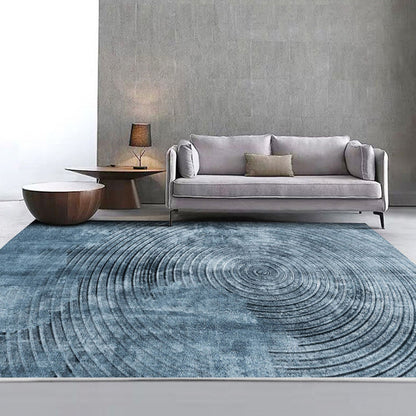 Skorter | Blue concentric circle pattern rug Synthetic industrial rug Washable Non-slip backing rug for decoration