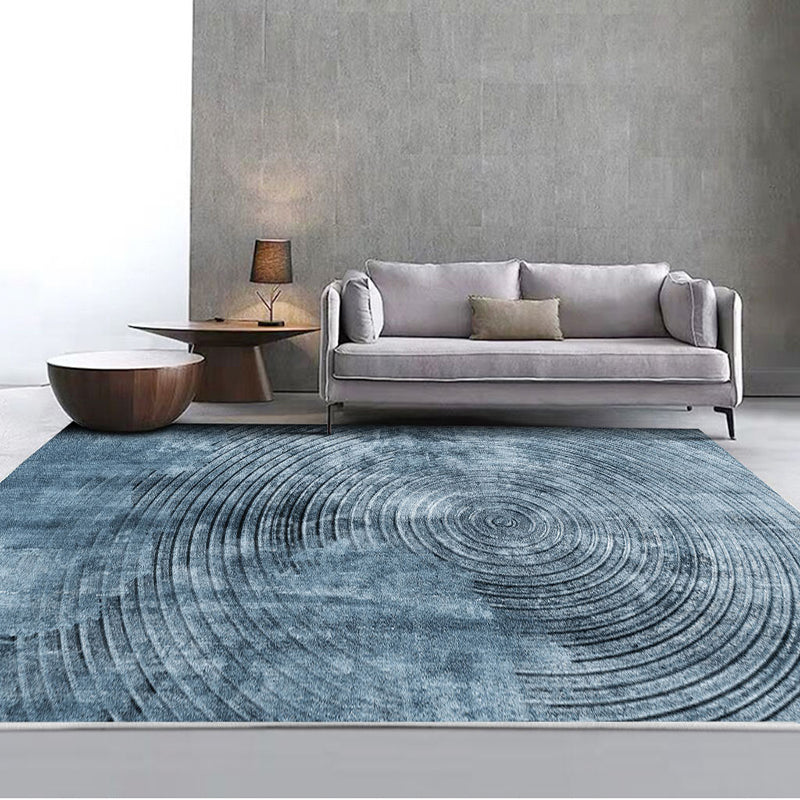 Skorter | Blue concentric circle pattern rug Synthetic industrial rug Washable Non-slip backing rug for decoration