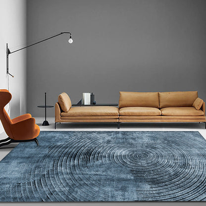 Skorter | Blue concentric circle pattern rug Synthetic industrial rug Washable Non-slip backing rug for decoration