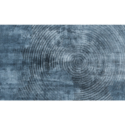 Skorter | Blue concentric circle pattern rug Synthetic industrial rug Washable Non-slip backing rug for decoration