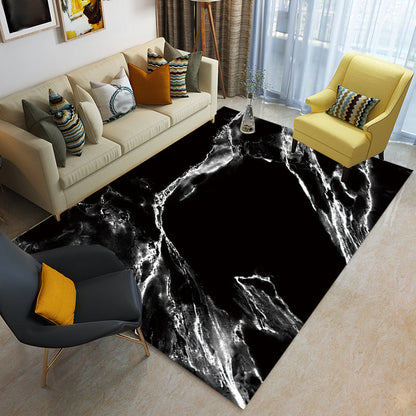 Skorter | Casual Abstract Rug Black and White Modernist Area Rug Polyester Non-Slip Pet-Friendly Washable Rug for the Living Room