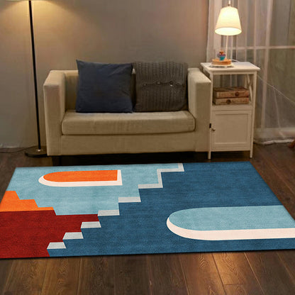 Skorter | Blue Nordic Rug Polypropylene Door Pattern Rug Pet Friendly Washable Non-Slip Rug for Bedroom