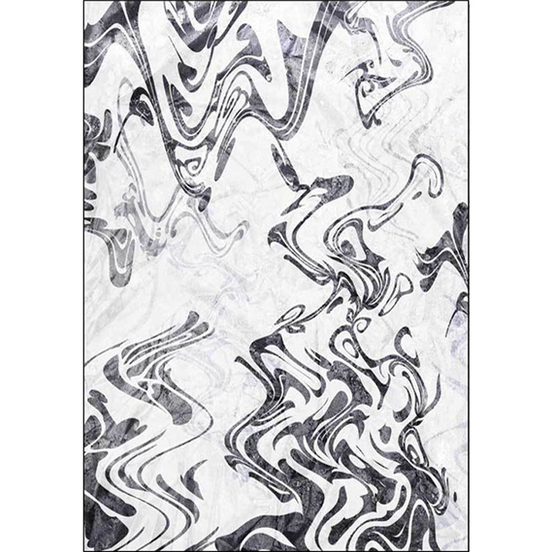 Skorter | Black and White Study Rug Modernism Abstract Rug Polyester Machine Washable Non-Slip Back Carpet
