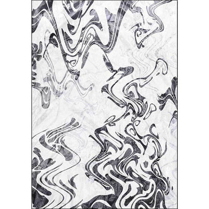 Skorter | Black and White Study Rug Modernism Abstract Rug Polyester Machine Washable Non-Slip Back Carpet
