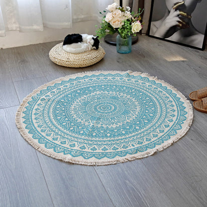 Skorter | Floral Pattern Rug Jute Moroccan Rug Pet-Friendly Washable Non-Slip Rug for the Living Room