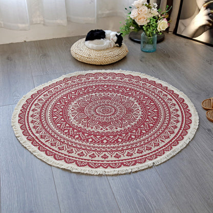 Skorter | Floral Pattern Rug Jute Moroccan Rug Pet-Friendly Washable Non-Slip Rug for the Living Room