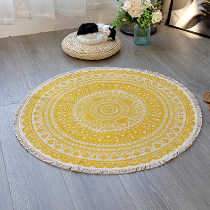 Skorter | Floral Pattern Rug Jute Moroccan Rug Pet-Friendly Washable Non-Slip Rug for the Living Room