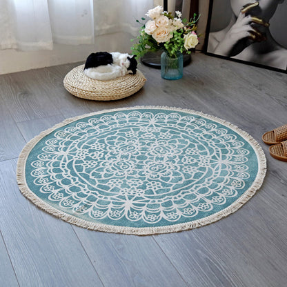 Skorter | Floral Pattern Rug Jute Moroccan Rug Pet-Friendly Washable Non-Slip Rug for the Living Room
