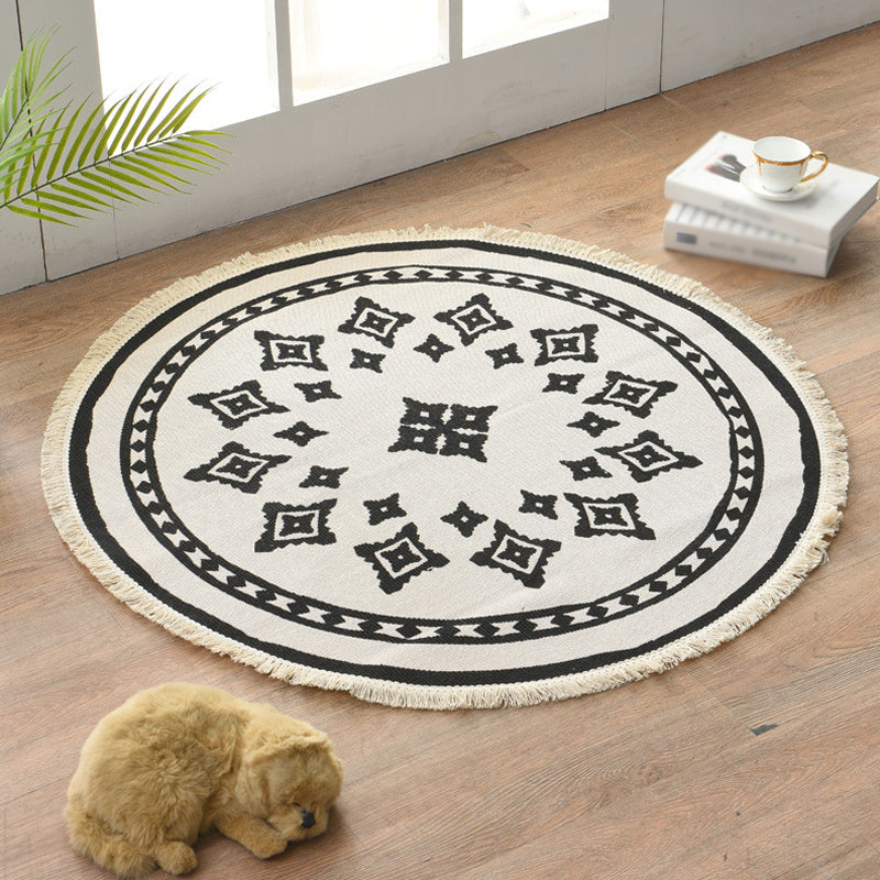 Skorter | Floral Pattern Rug Jute Moroccan Rug Pet-Friendly Washable Non-Slip Rug for the Living Room