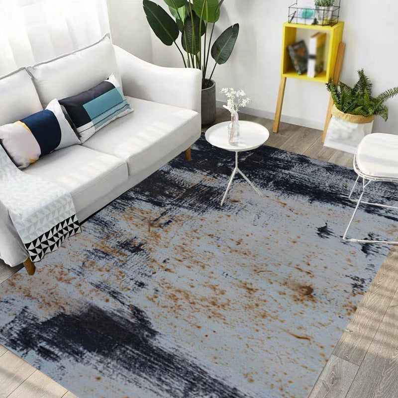 Skorter | Dark Grey Industrial Carpet Polyester Abstract Pattern Carpet Pet Friendly Non-Slip Washable Rug for Living Room