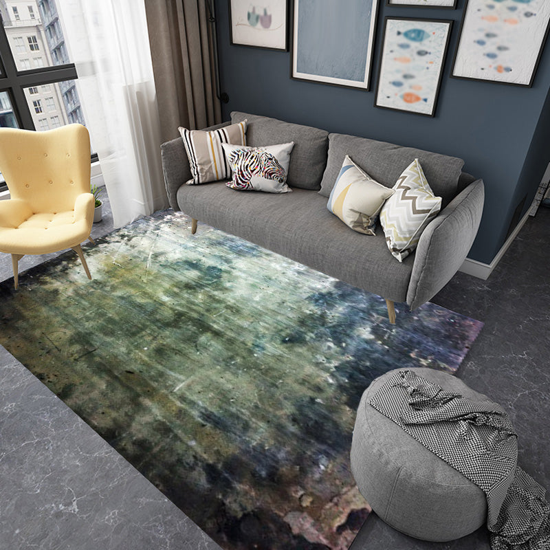 Skorter | Dark Grey Industrial Carpet Polyester Abstract Pattern Carpet Pet Friendly Non-Slip Washable Rug for Living Room