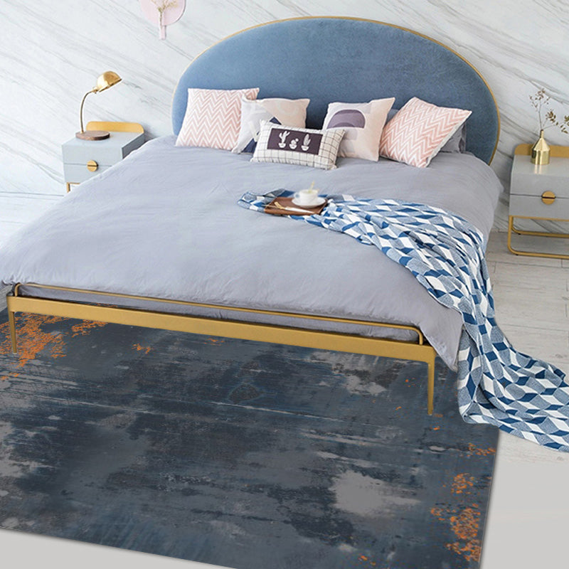 Skorter | Dark Grey Industrial Carpet Polyester Abstract Pattern Carpet Pet Friendly Non-Slip Washable Rug for Living Room