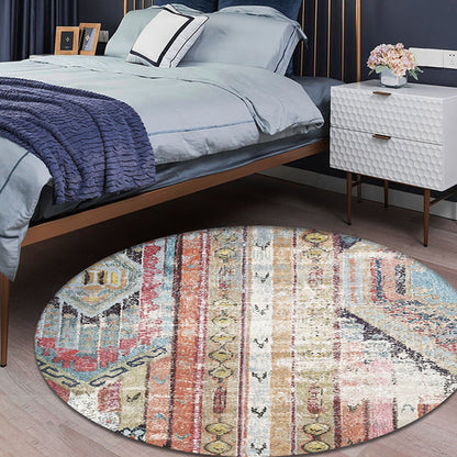 Skorter | Colorful Living Room Carpet Southwestern Tribal Diamond Pattern Carpet Synthetic Machine Washable Non-Slip Back Carpet