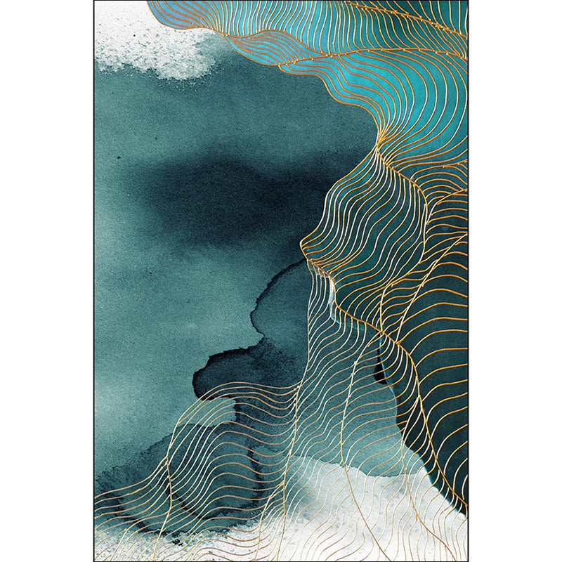 Skorter | Creative Green Industrial Carpet Polyester Abstract Swirl Striped Pattern Carpet Washable Non-Slip Backing Pet-Friendly Carpet for Decoration