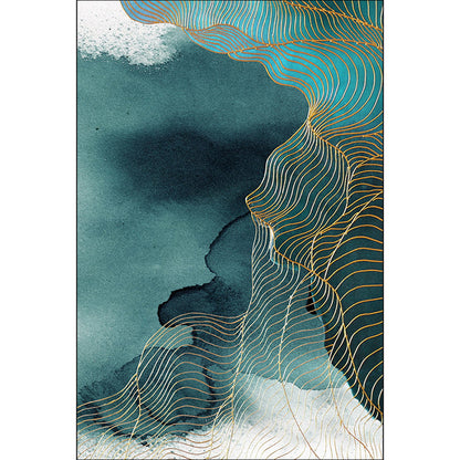 Skorter | Creative Green Industrial Carpet Polyester Abstract Swirl Striped Pattern Carpet Washable Non-Slip Backing Pet-Friendly Carpet for Decoration