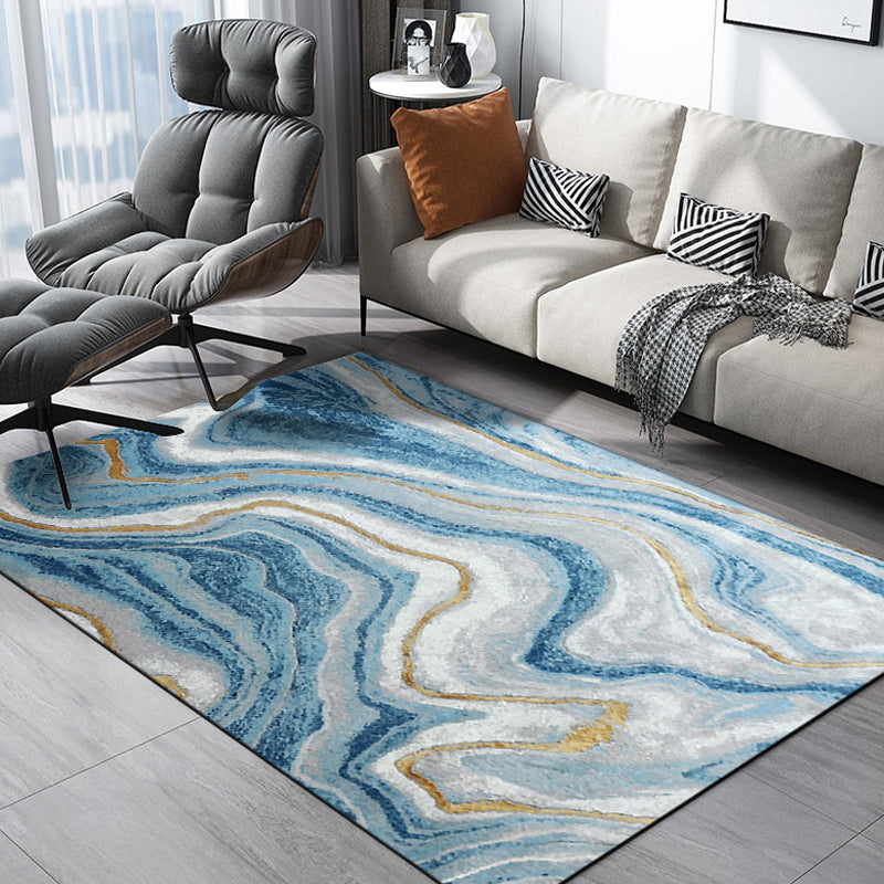 Skorter | Casual Industrial Area Rug Polyester Abstract Watercolor Pattern Carpet Washable Pet-Friendly Rug for Living Space