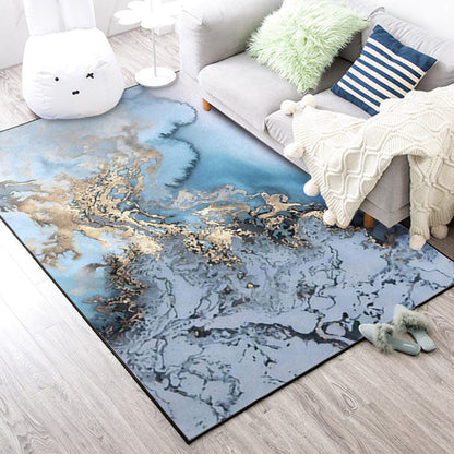 Skorter | Casual Industrial Area Rug Polyester Abstract Watercolor Pattern Carpet Washable Pet-Friendly Rug for Living Space