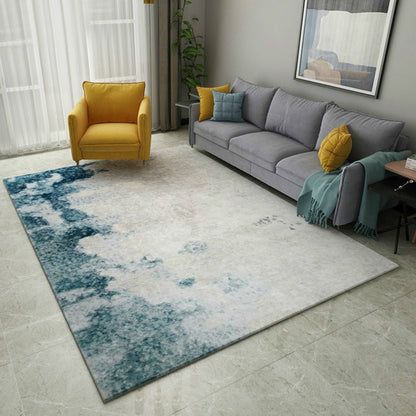 Skorter | Blue and Gray Living Room Rug Modern Abstract Indoor Rug Polyester Machine Washable Non-Slip Mat Area Rug