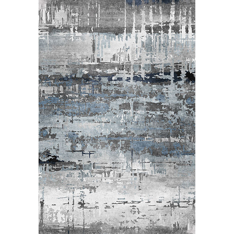 Skorter | Creative Industrial Area Floor Rug Polyester Grey Abstract Carpet Washable Pet Friendly Rug for Parlor
