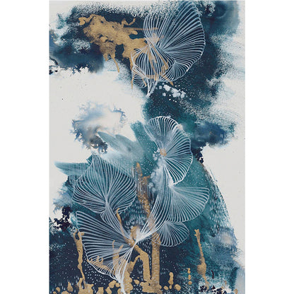 Skorter | Blue Modernism Rug Polyester Swirl Stripes and Watercolor Pattern Rug Pet-Friendly Washable Non-Slip Rug for Bedroom