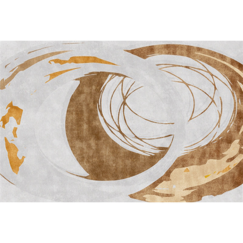 Skorter | Brown Circle Design Carpet Polyester Industrial Carpet Washable Non-Slip Back Animal-Friendly Area Rug for the Living Room