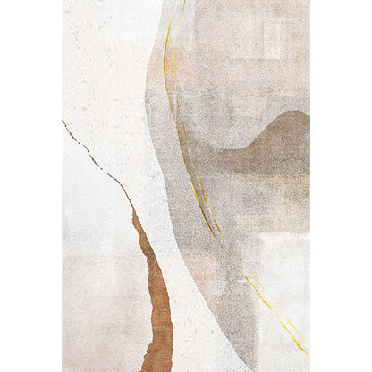 Skorter | Brown Parlour Rug Simplicity Abstract Rug Polyester Machine Washable Non-Slip Backing Carpet