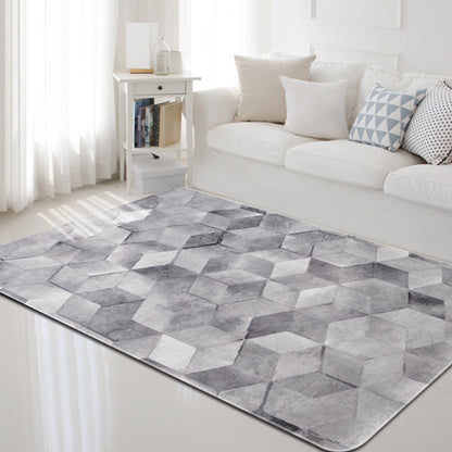 Skorter | Dark geometric pattern rug Synthetic creative rug Non-slip rug for home decor