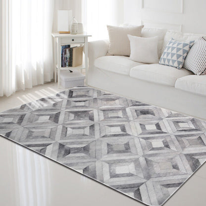 Skorter | Dark geometric pattern rug Synthetic creative rug Non-slip rug for home decor