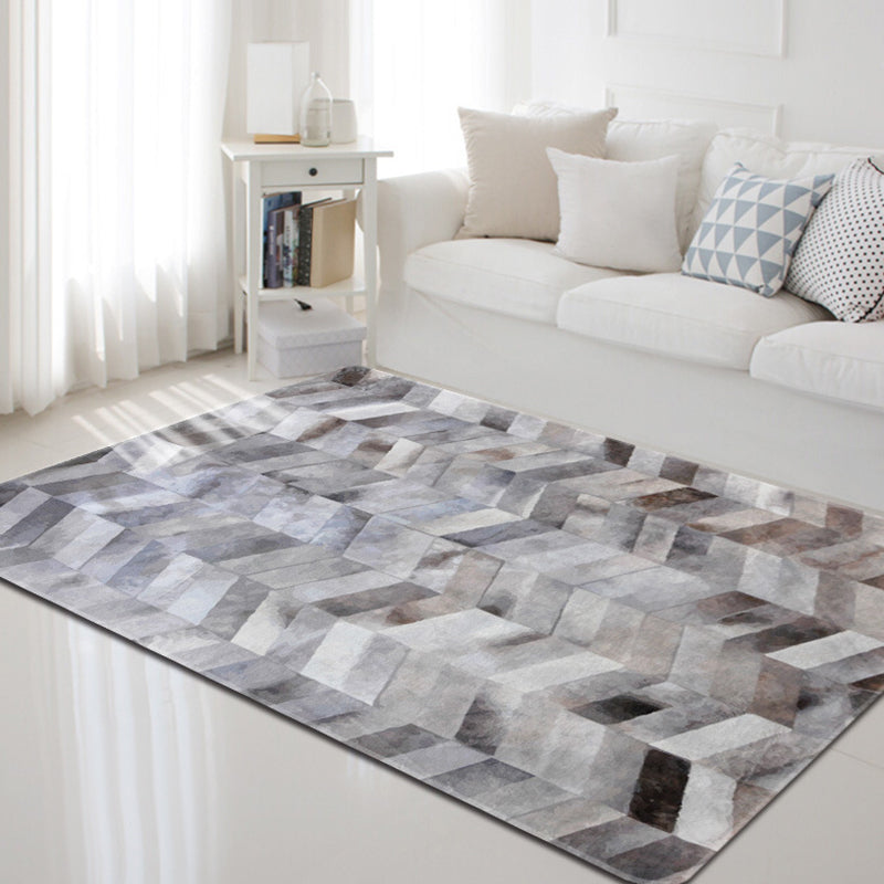 Skorter | Dark geometric pattern rug Synthetic creative rug Non-slip rug for home decor